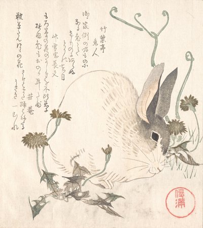 Hare and Dandelion by Kubo Shunman