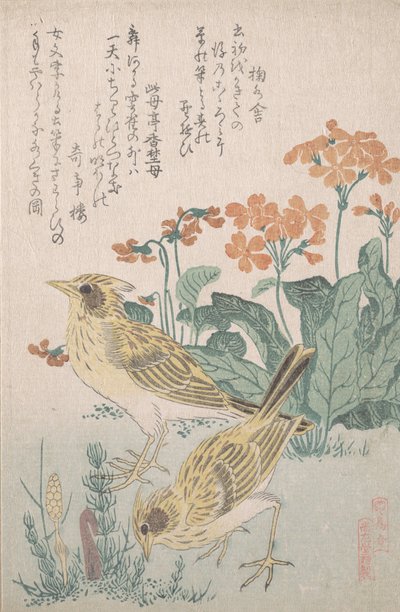 Skylarks and Primroses by Kubo Shunman