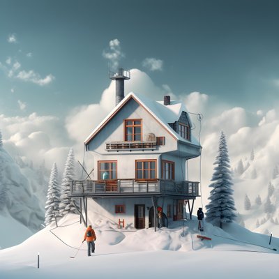A House with a Ski Cap 2 by Kurt Heppke