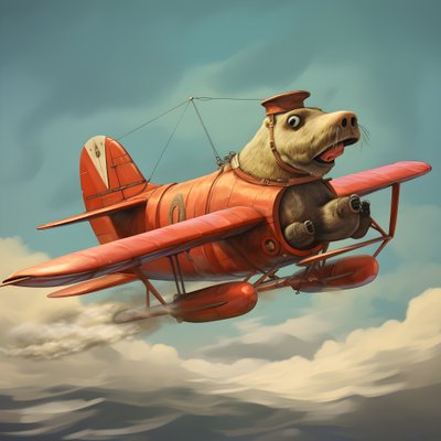 A Walrus Flying an Airplane 2 by Kurt Heppke