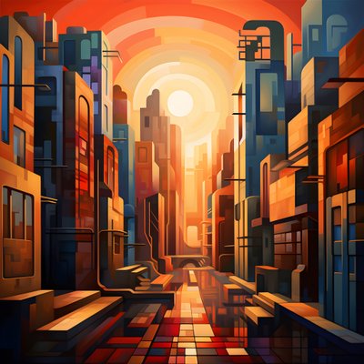 Cubist Style Urban Landscape Painting 1 by Kurt Heppke