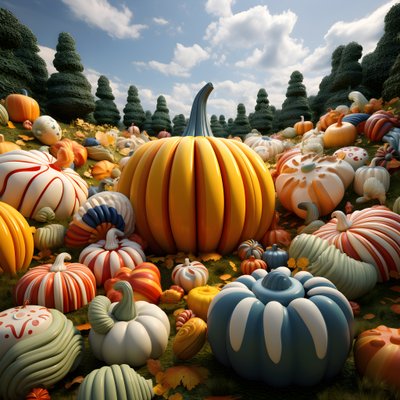 Colorful Pumpkins in 3D 1 by Kurt Heppke