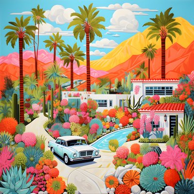 Detailed Illustration of Palm Springs 1 by Kurt Heppke