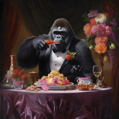 A Gorilla Eating 1 by Kurt Heppke