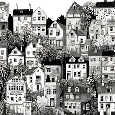 A Black and White Picture of Houses 2 by Kurt Heppke