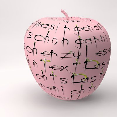 Framed Apple with Letters II by Kurt Heppke