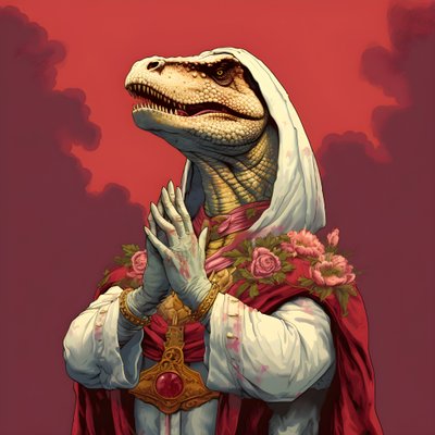 Killer Queen Praying T-Rex 3 by Kurt Heppke