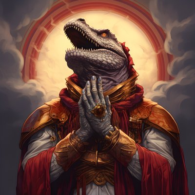 Killer Queen Praying T-Rex 4 by Kurt Heppke