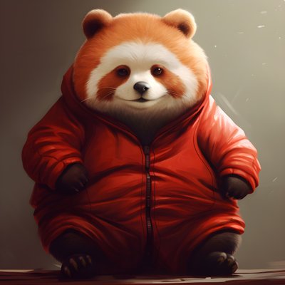 Red Panda and Obese Human Child by Kurt Heppke