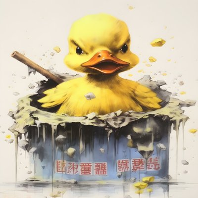 Trendy Rubber Duck Advertisement Poster - The Yellow 3 by Kurt Heppke