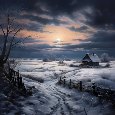 Snowy Landscape. A Mediaeval Farm 1 by Kurt Heppke