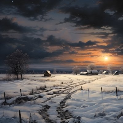 Snowy Landscape. A Mediaeval Farm 2 by Kurt Heppke