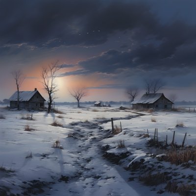 Snowy Landscape. A Mediaeval Farm 3 by Kurt Heppke