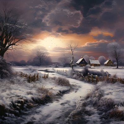 Snowy Landscape. A Mediaeval Farm 4 by Kurt Heppke