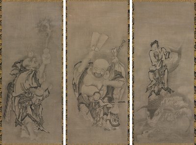 Hotei with Daoist Immortals by Kyūseki Tomonobu