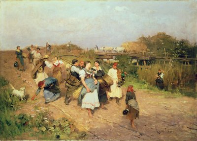 Harvesters on Their Way Home, 1881 by Lajos Deak Ebner