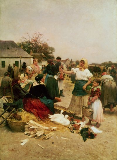 The Poultry Market, 1885 by Lajos Deak Ebner