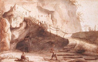 Rock Dwellings at Saumur on the Loire by Lambert Doomer