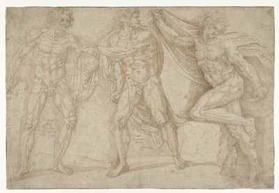 Three Naked Men in Different Poses by Lambert Lombard