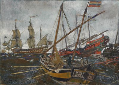 Ships at the Time of Peter I by Lanceray