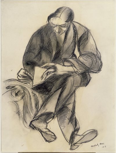 Seated Figure Reading, 1919 by Laszlo Moholy Nagy