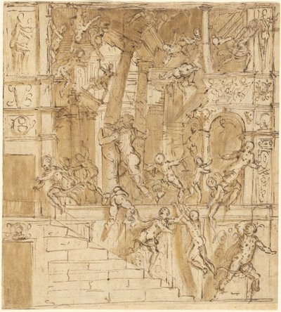 Samson Destroying the Temple by Lattanzio Gambara