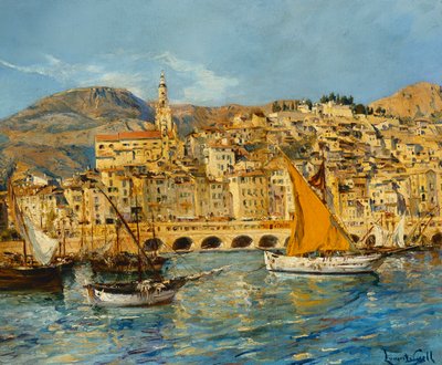 Menton Harbour by Laurent Lucien Gsell
