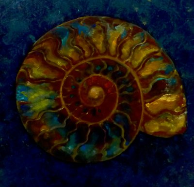Green Gold Ammonite, 2020 by Lee Campbell