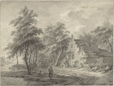 Farmhouse on a Country Road by Leendert Overbeek