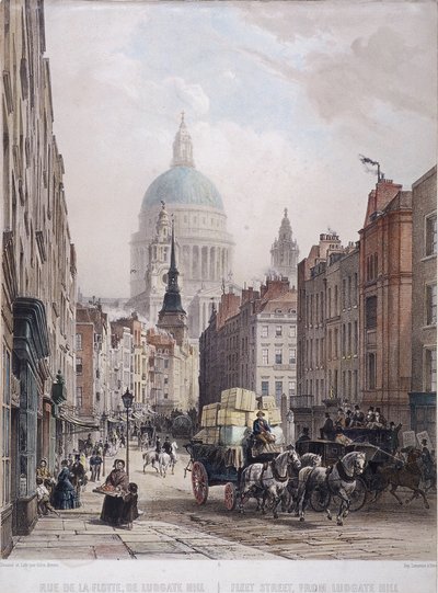 Fleet Street, London, c1850 by Lemercier