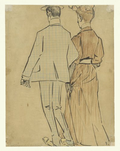 Walking Couple by Leo Gestel (signed by artist)