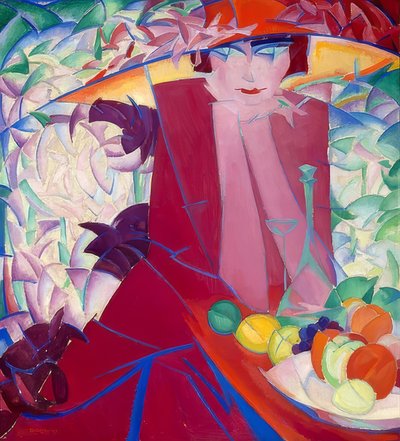 Lady with Large Hat in the Summer House. 1913 by Leo Gestel