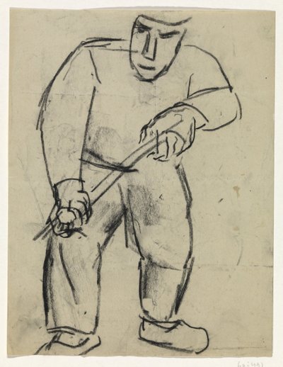 Standing Man Holding a Stick by Leo Gestel