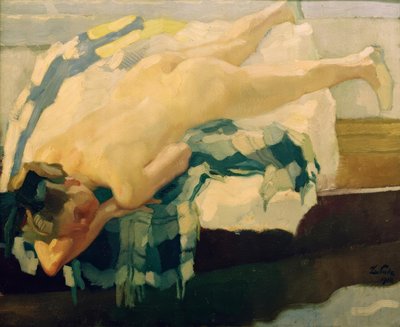 Female Nude in a Boat by Leo Putz