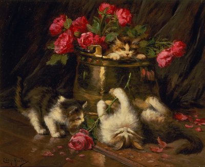 Playful Kittens by Leon Charles Huber