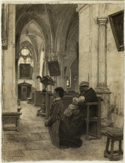 Women Praying in Church by Leon Augustin Lhermitte