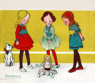 Girls playing dolls by Leon Pousthomis