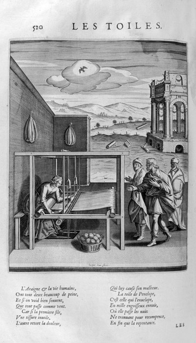 Les Toiles de Minerva, c.1615 (engraving) by Leonard Gaultier