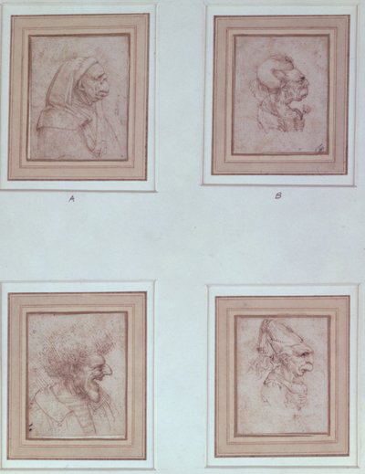 Four Caricatures by Leonardo da Vinci