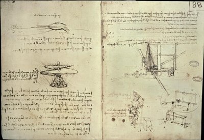 Studies for Propeller and Flying Machines by Leonardo da Vinci