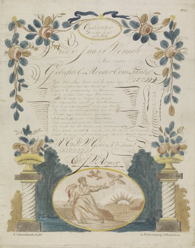 Letter of Wishes with Elijah Fed by Ravens by Leonardus Schweickhardt