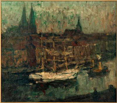 Bark in Lübeck Harbor by Leonhard Sandrock