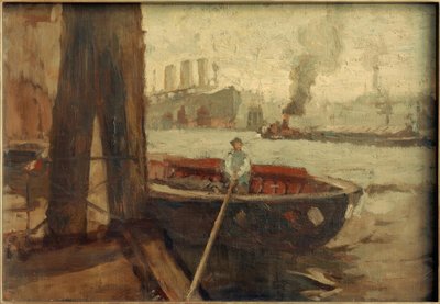 Barge at the Pier by Leonhard Sandrock
