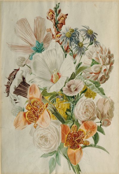 Bouquet with Hibiscus and Lilies by Leopold von Stoll