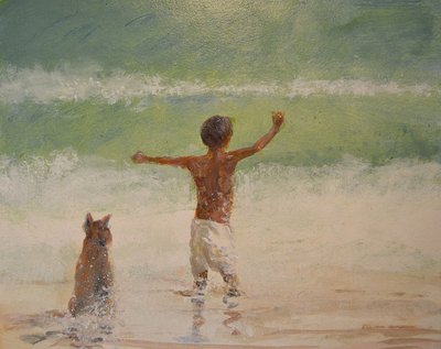 Boy and Lifeguard (Dog) by Lincoln Seligman
