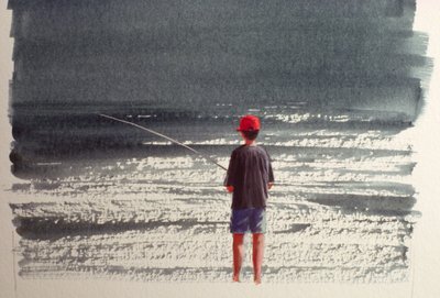 Henry Fishing, Alps by Lincoln Seligman