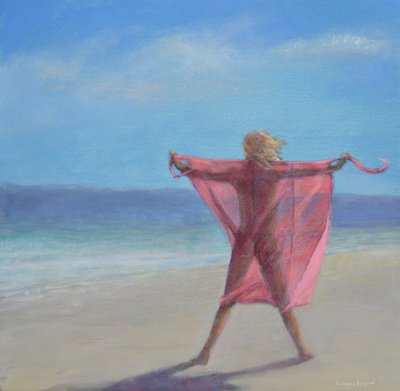 Pink Sari on the Beach by Lincoln Seligman