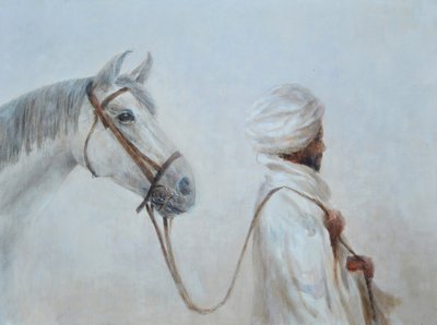 Rabari Leading Grey Horse by Lincoln Seligman