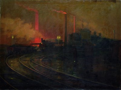 The Steelworks, Cardiff at Night by Lionel Walden