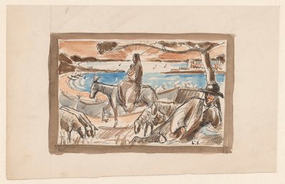 Flight into Egypt by Lodewijk Schelfhout (signed by artist)